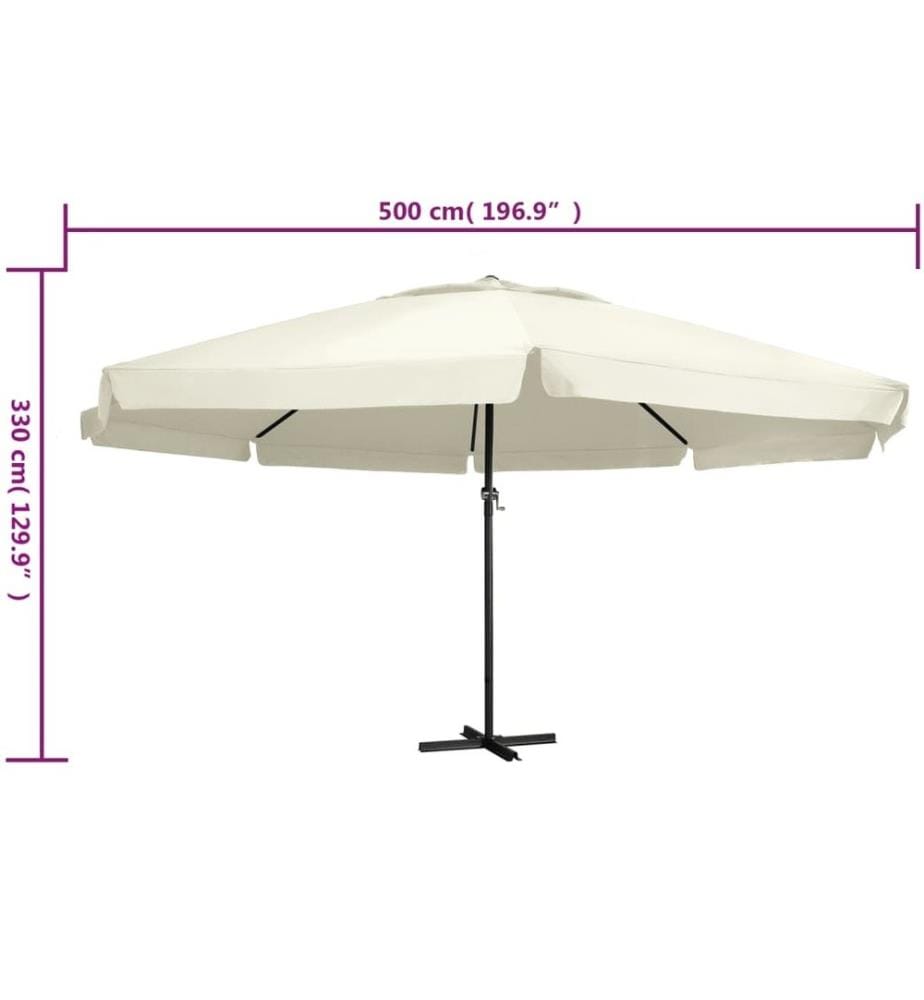 Sonnenschirm mit Aluminium-Mast 600 cm Sandweiss