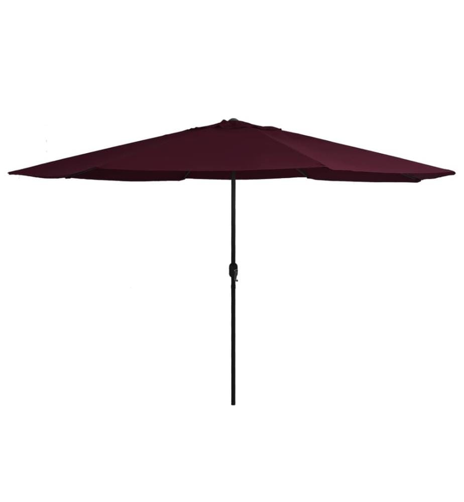 Parasol d'extérieur avec mât en métal 390 cm rouge bordeaux