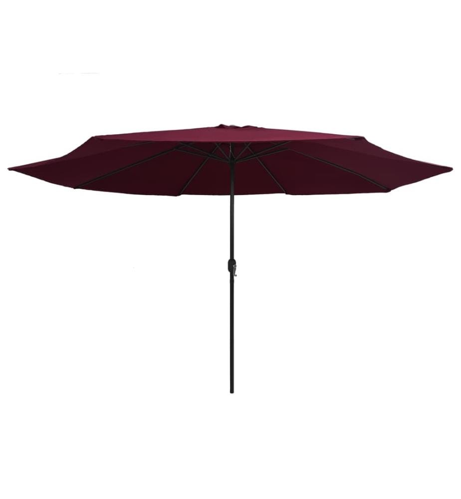 Parasol d'extérieur avec mât en métal 390 cm rouge bordeaux