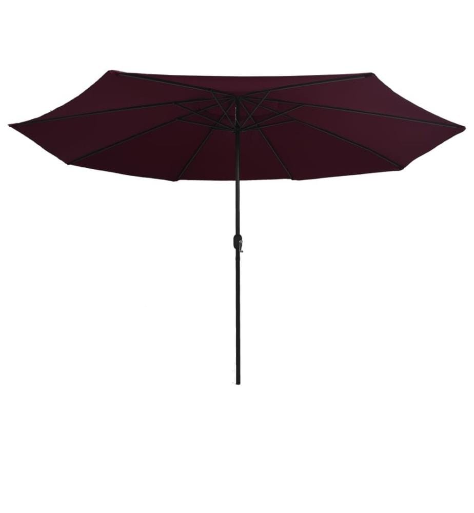 Parasol d'extérieur avec mât en métal 390 cm rouge bordeaux