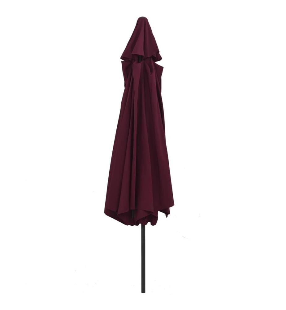 Parasol d'extérieur avec mât en métal 390 cm rouge bordeaux