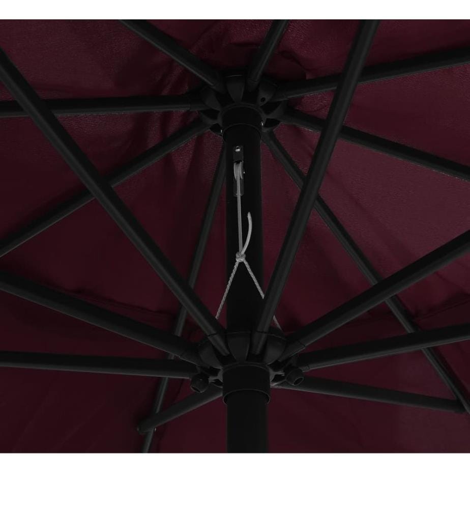 Parasol d'extérieur avec mât en métal 390 cm rouge bordeaux