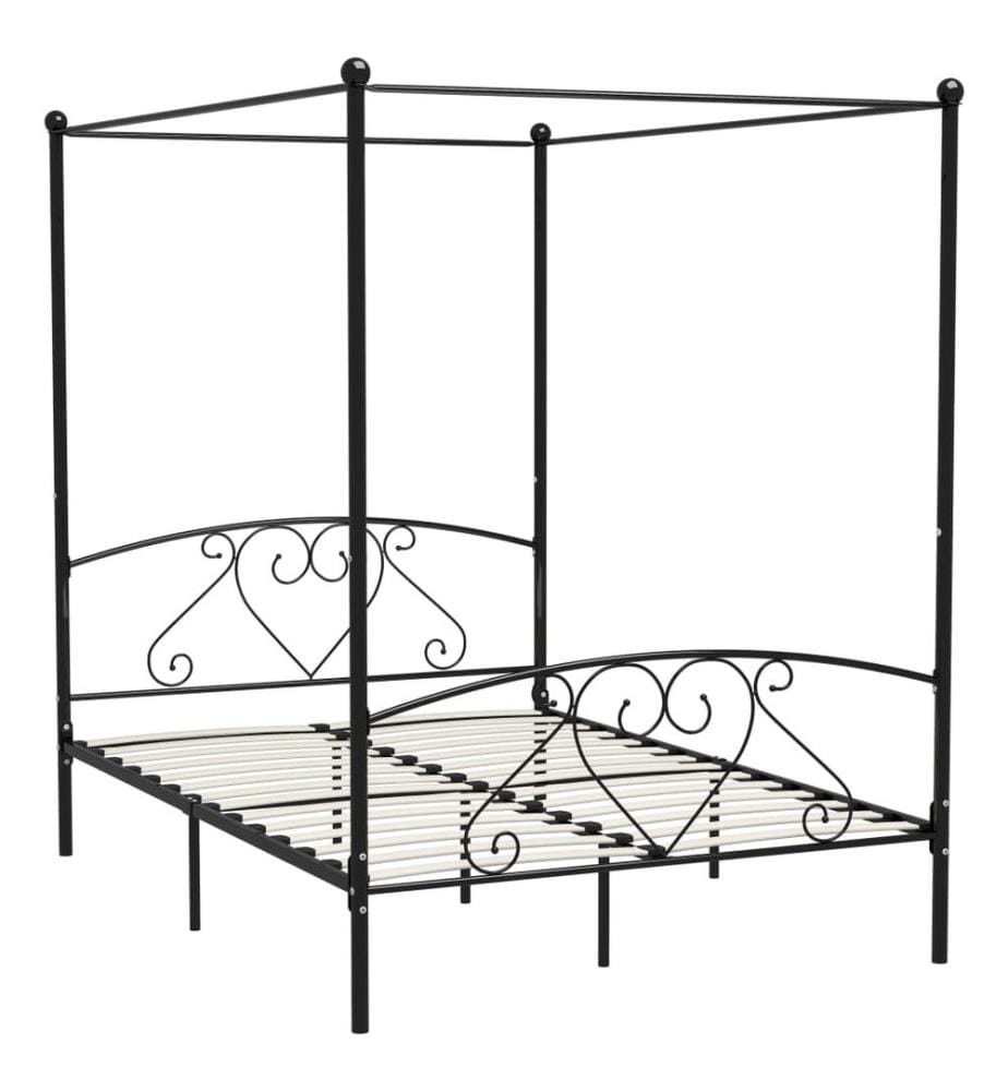 Himmelbett-Gestell Schwarz Metall 160 x 200 cm