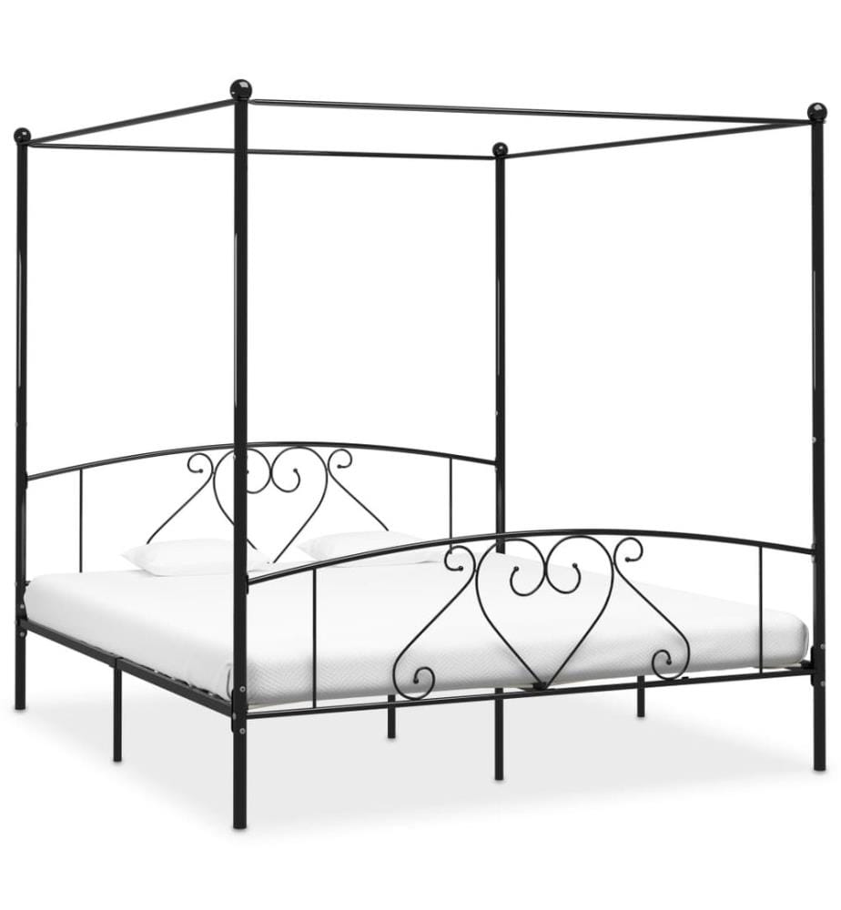 Himmelbett-Gestell Schwarz Metall 180 x 200 cm