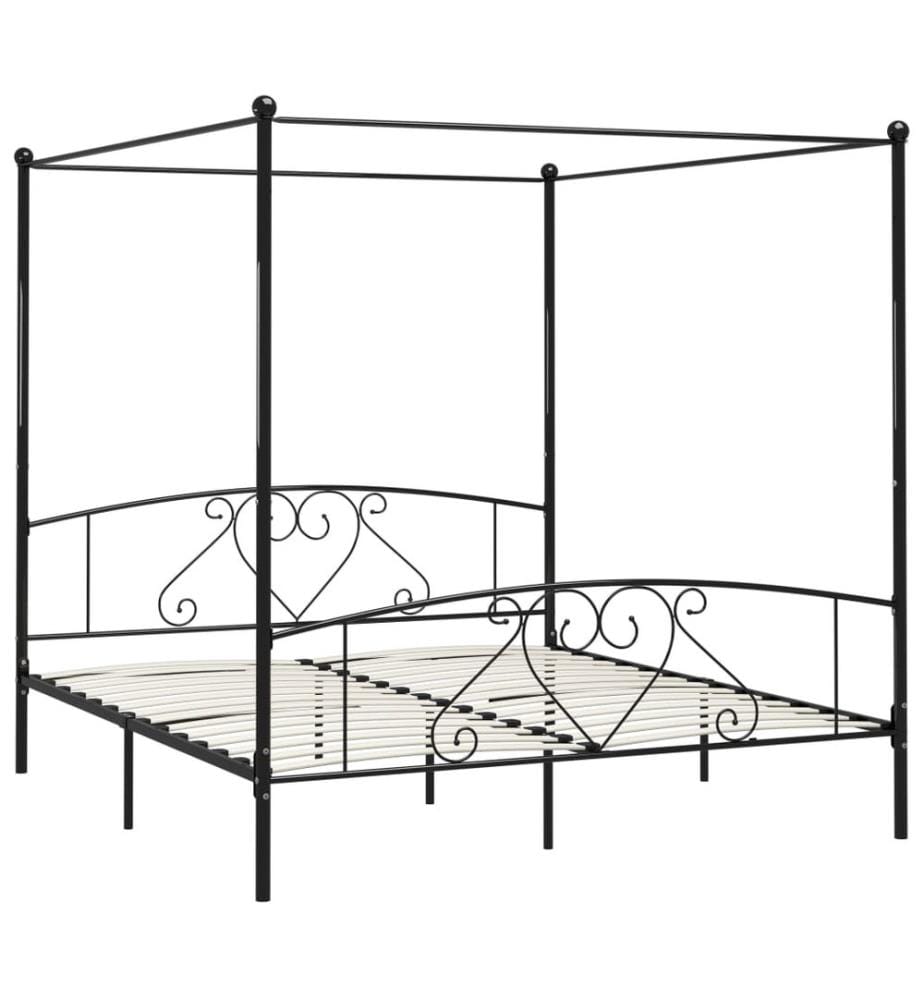 Himmelbett-Gestell Schwarz Metall 180 x 200 cm