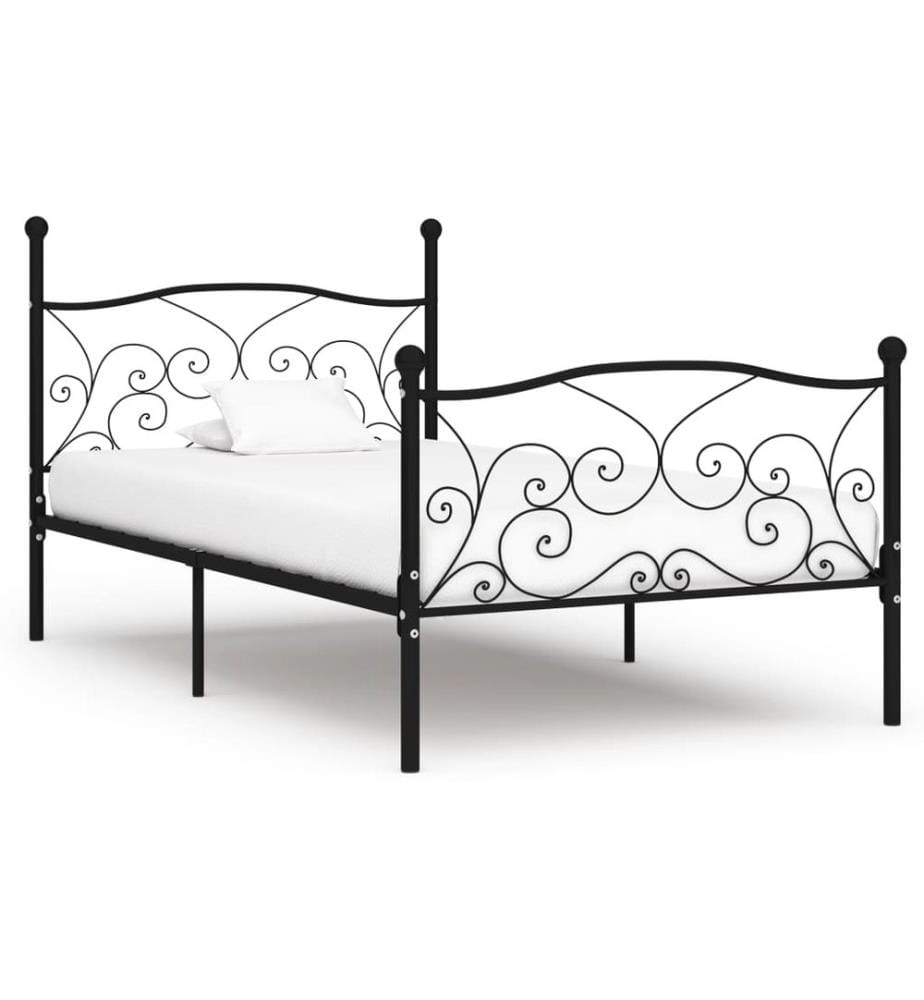 Bettgestell mit Lattenrost Schwarz Metall 90×200 cm