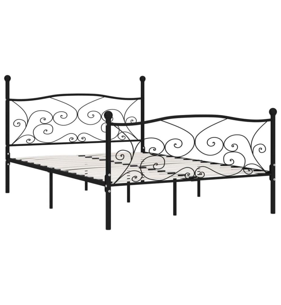 Bettgestell mit Lattenrost Schwarz Metall 160 × 200 cm
