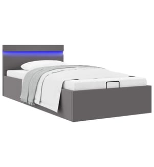 Cadre de lit à rangement avec LED Gris Similicuir 90x200 cm