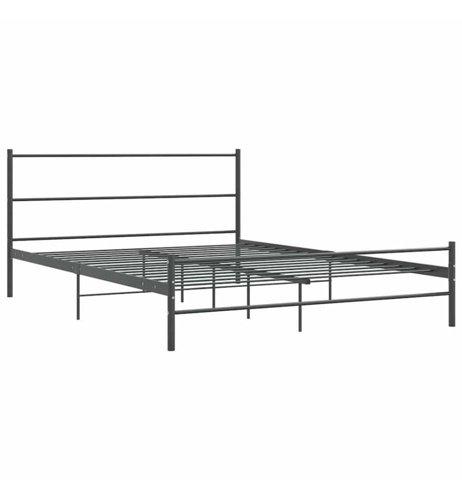 Cadre de lit sans matelas gris métal 140x200 cm