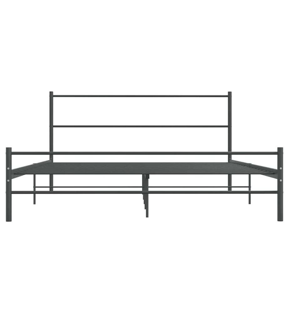 Cadre de lit sans matelas gris métal 140x200 cm