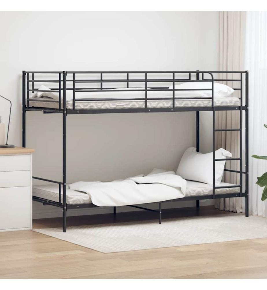 Lit superposé sans matelas noir métal 90x200 cm