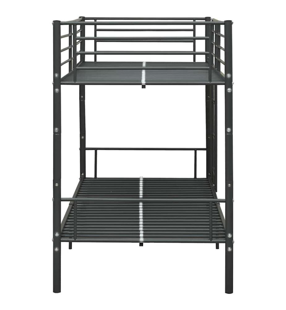 Lit superposé sans matelas noir métal 90x200 cm