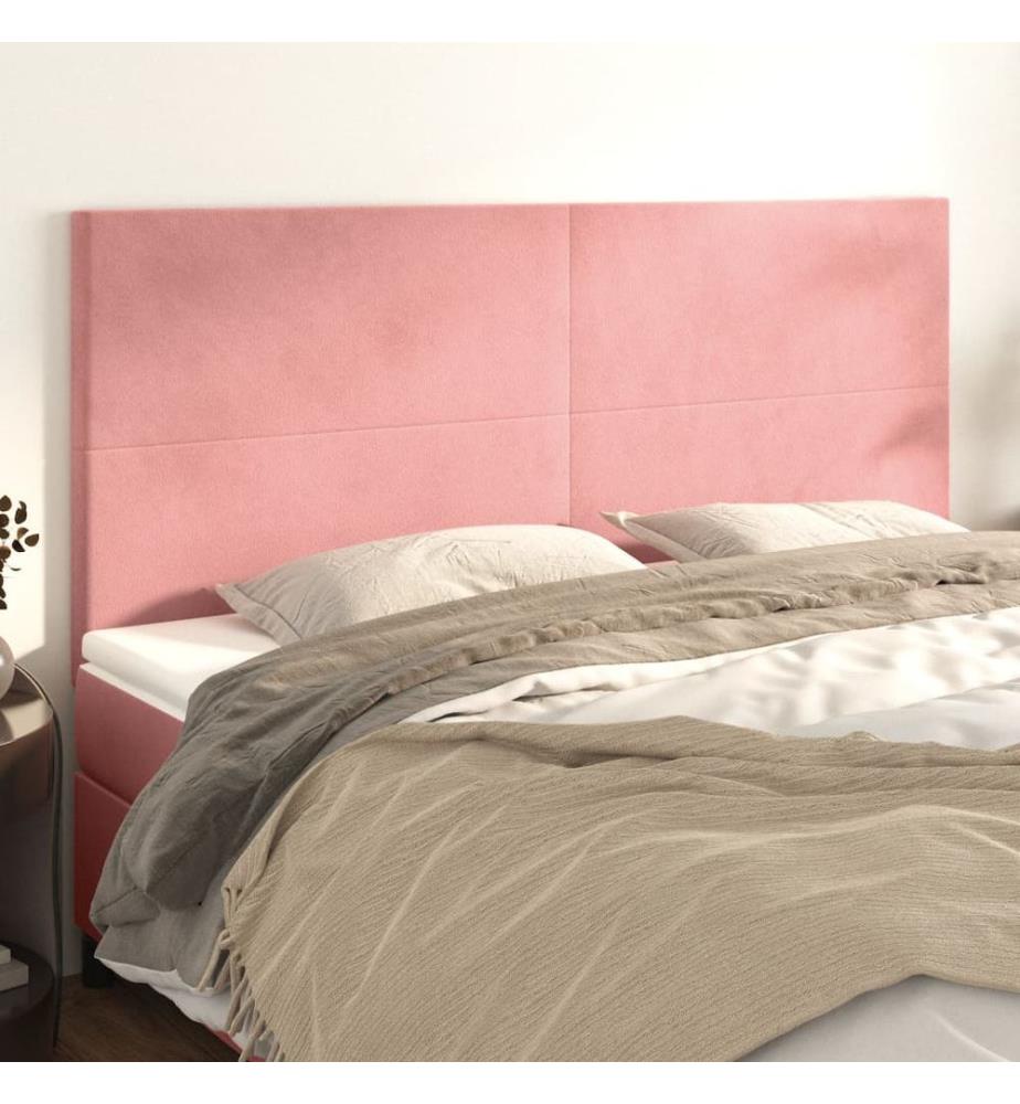 Kopfteil Rosa 160 x 5 x 118/128 cm Samt