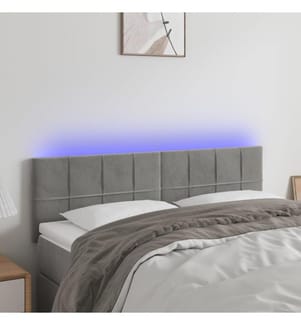 Tête de lit à LED Gris clair 144x5x78/88 cm Velours