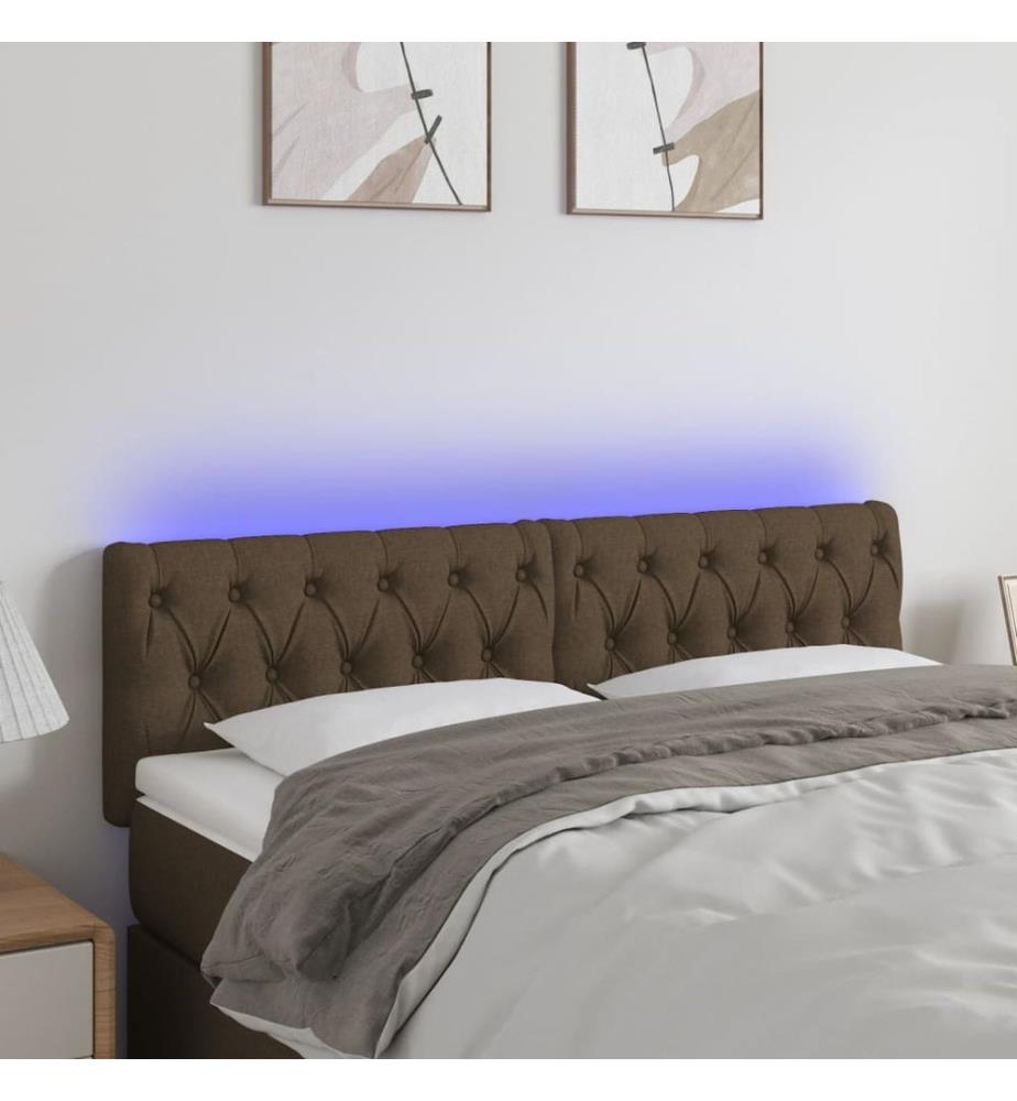 LED Kopfteil Dunkelbraun 160x7x78/88 cm Stoff