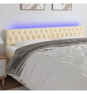 Tête de lit à LED Crème 200x7x78/88 cm Tissu