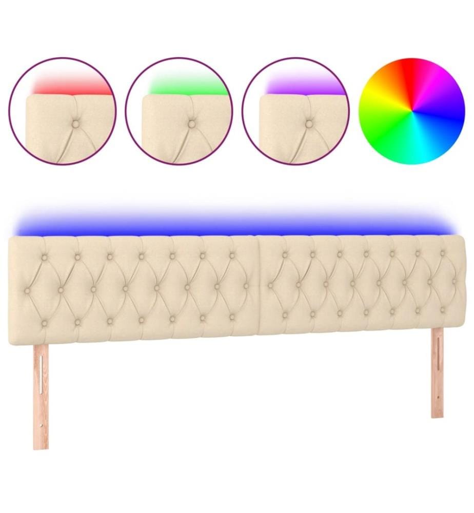 Tête de lit à LED Crème 200x7x78/88 cm Tissu