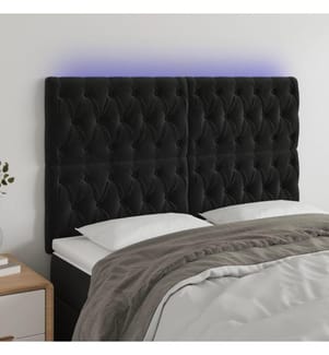 Tête de lit à LED Noir 144x7x118/128 cm Velours