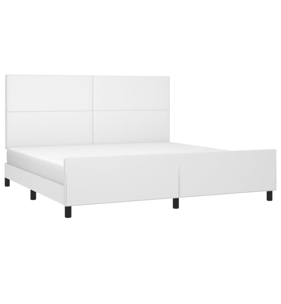 Bettgestell mit Kopfteil Weiss 200x200 cm Kunstleder