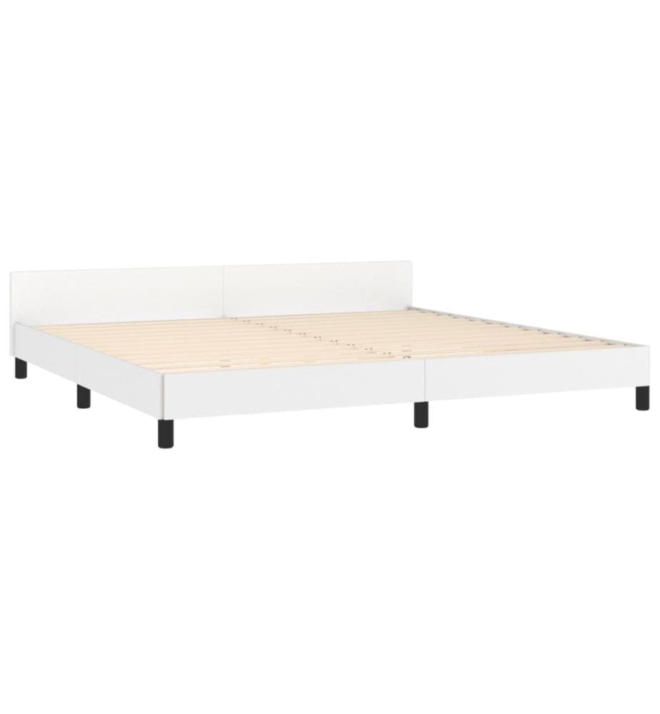 Bettgestell mit Kopfteil Weiss 200x200 cm Kunstleder