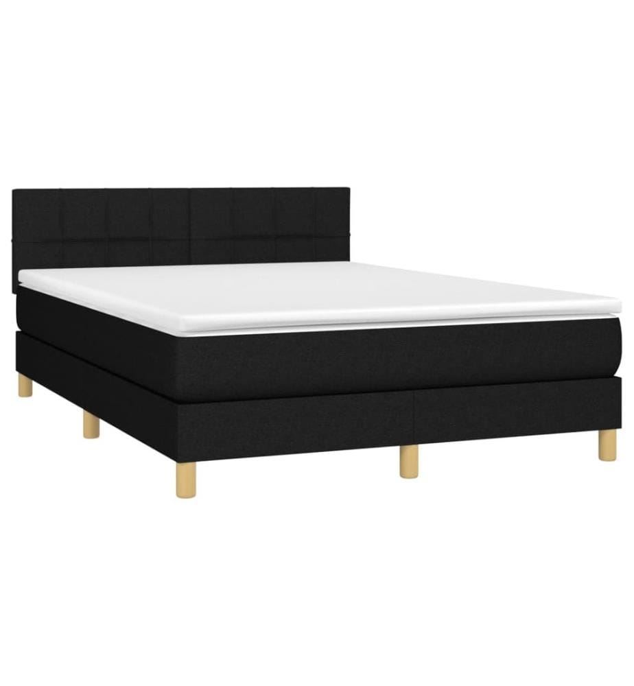 Boxspringbett mit Matratze & LED Schwarz 140x200 cm Stoff