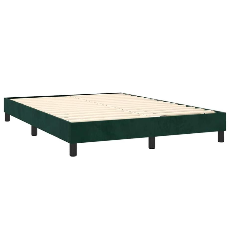 Boxspringbett mit Matratze & LED Dunkelgrün 140x200 cm Samt