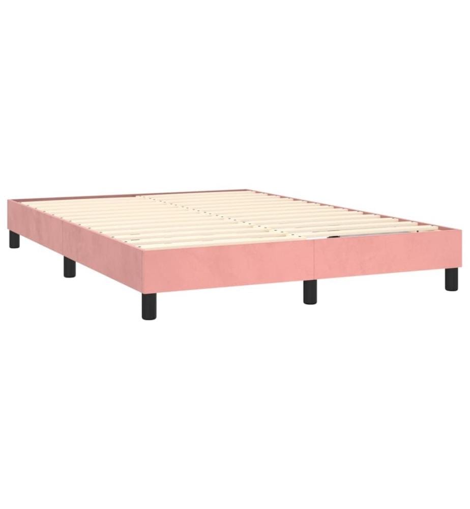 Boxspringbett mit Matratze & LED Rosa 140x200 cm Samt