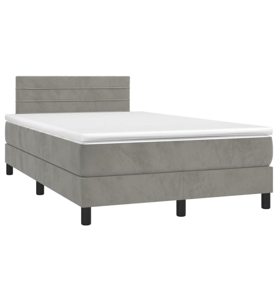 Boxspringbett mit Matratze & LED Hellgrau 120x200 cm Samt