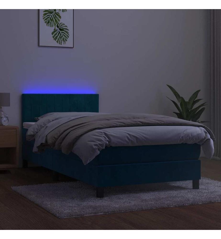 Boxspringbett mit Matratze & LED Dunkelblau 80x200 cm Samt
