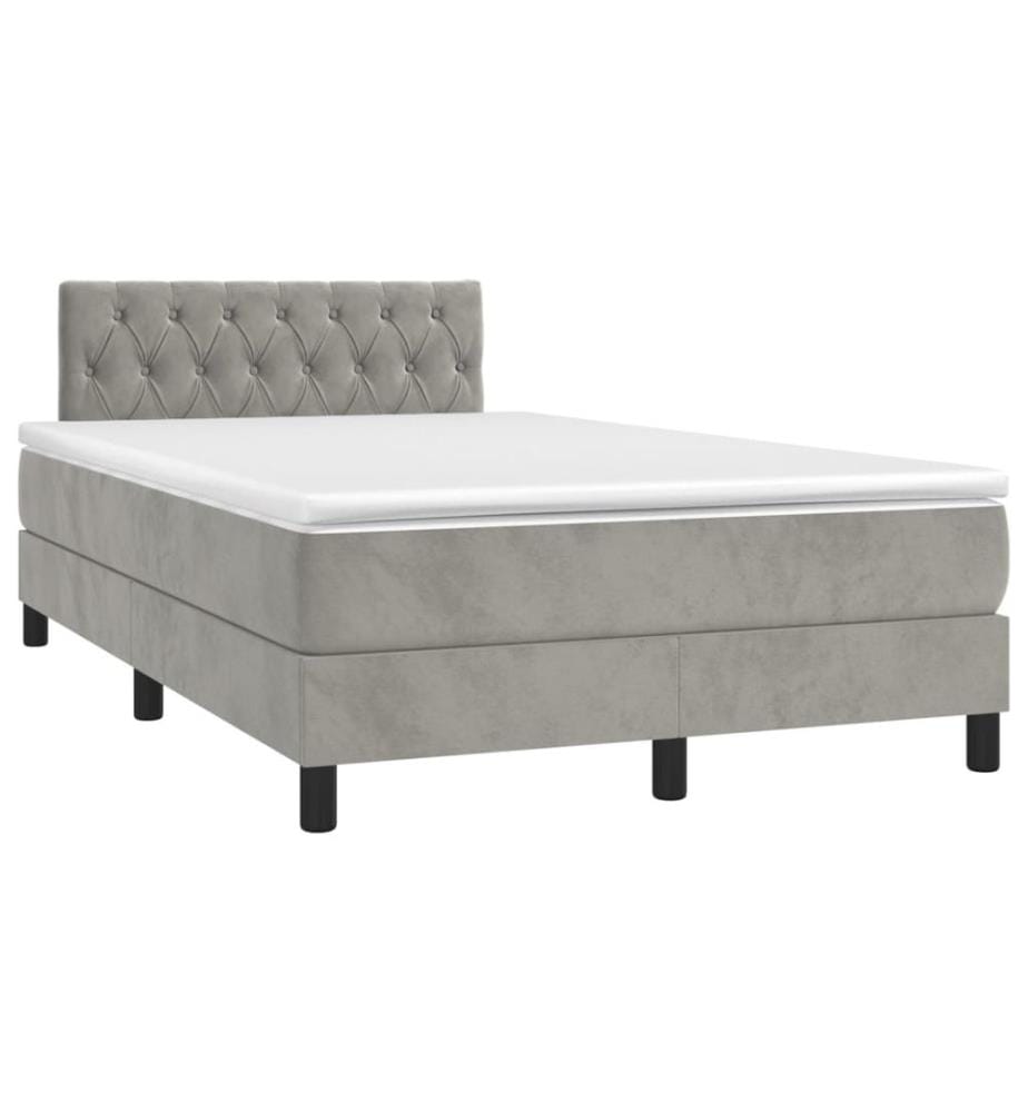 Boxspringbett mit Matratze & LED Hellgrau 120x200 cm Samt