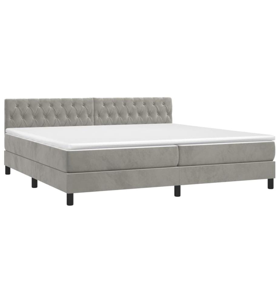 Boxspringbett mit Matratze & LED Hellgrau 200x200 cm Samt