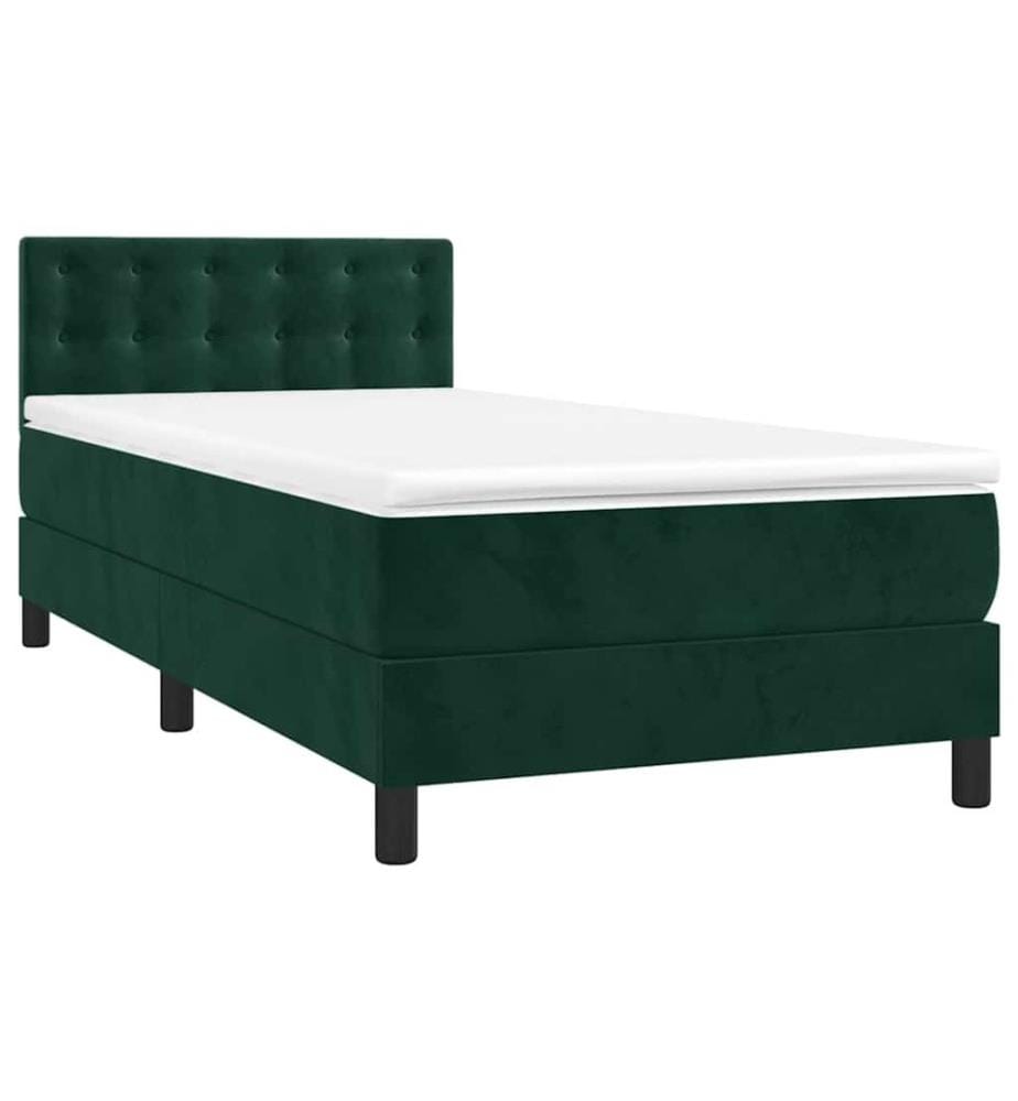Boxspringbett mit Matratze & LED Dunkelgrün 90x200 cm Samt