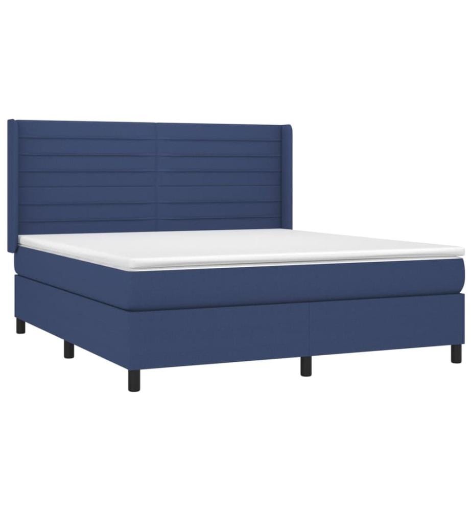 Boxspringbett mit Matratze & LED Blau 160x200 cm Stoff
