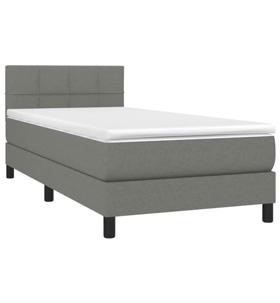 Boxspringbett mit Matratze Dunkelgrau 80x200 cm Stoff