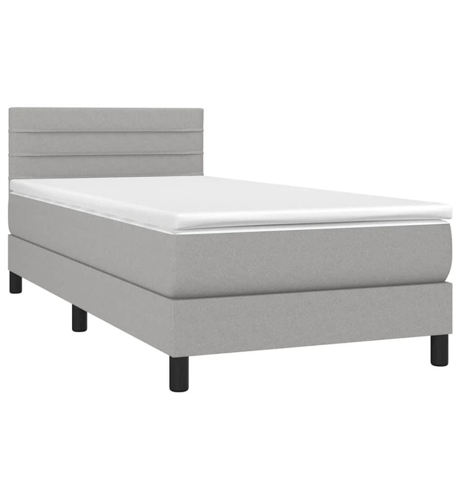 Boxspringbett mit Matratze Hellgrau 90x200 cm Stoff