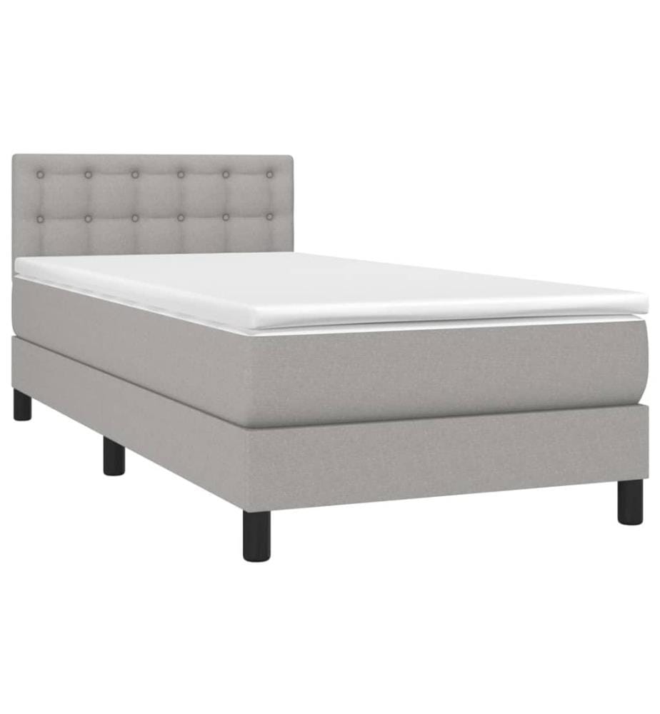 Boxspringbett mit Matratze Hellgrau 90x200 cm Stoff
