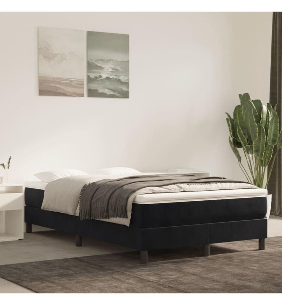 Sommier à lattes de lit avec matelas Noir 120x200 cm Velours