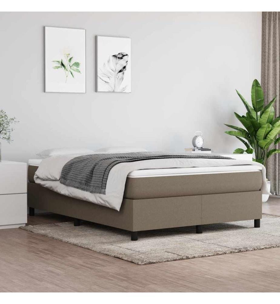 Sommier à lattes de lit avec matelas Taupe 140x190 cm Tissu