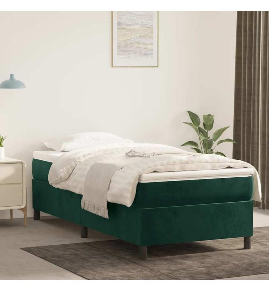 Sommier à lattes de lit et matelas Vert foncé 80x200 cm Velours