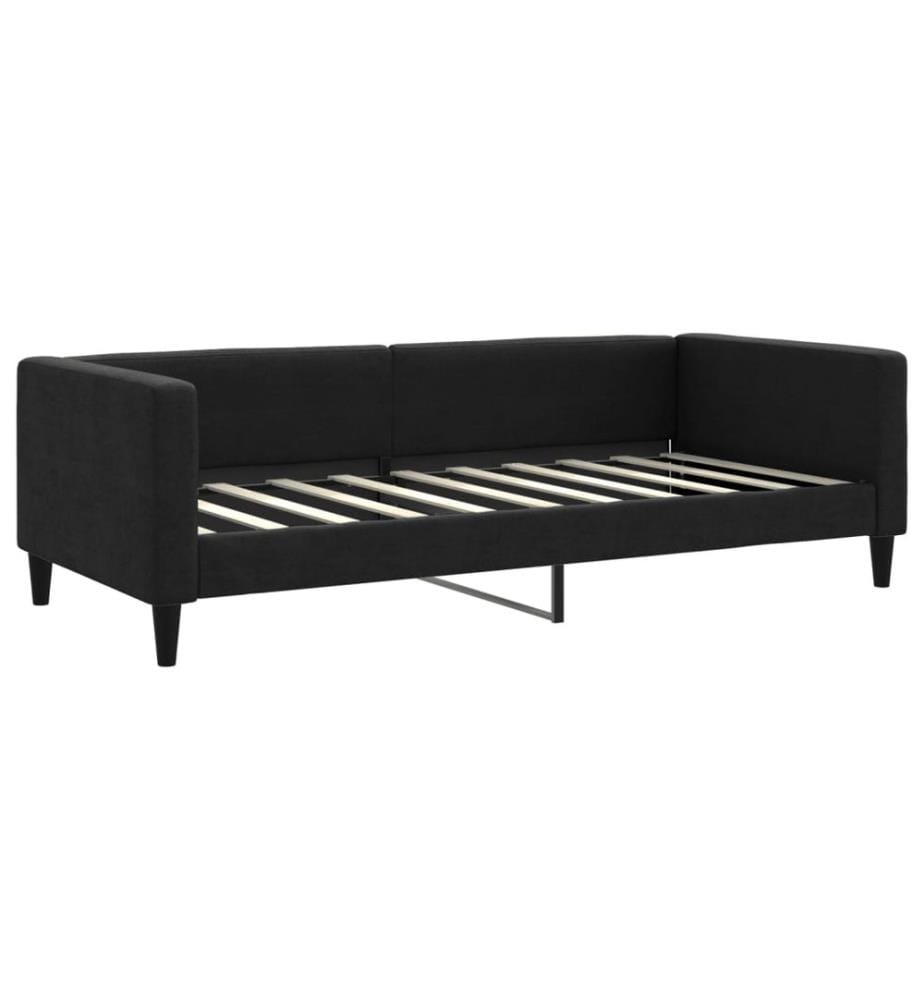 Lit de jour avec matelas noir 90x190 cm tissu