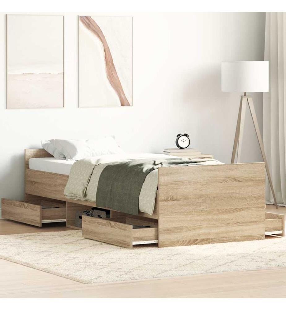 Cadre de lit sans matelas chêne sonoma 90x190 cm