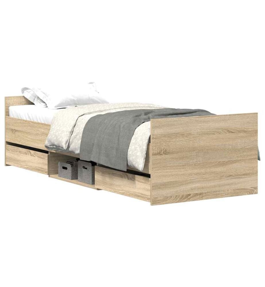 Cadre de lit sans matelas chêne sonoma 90x190 cm