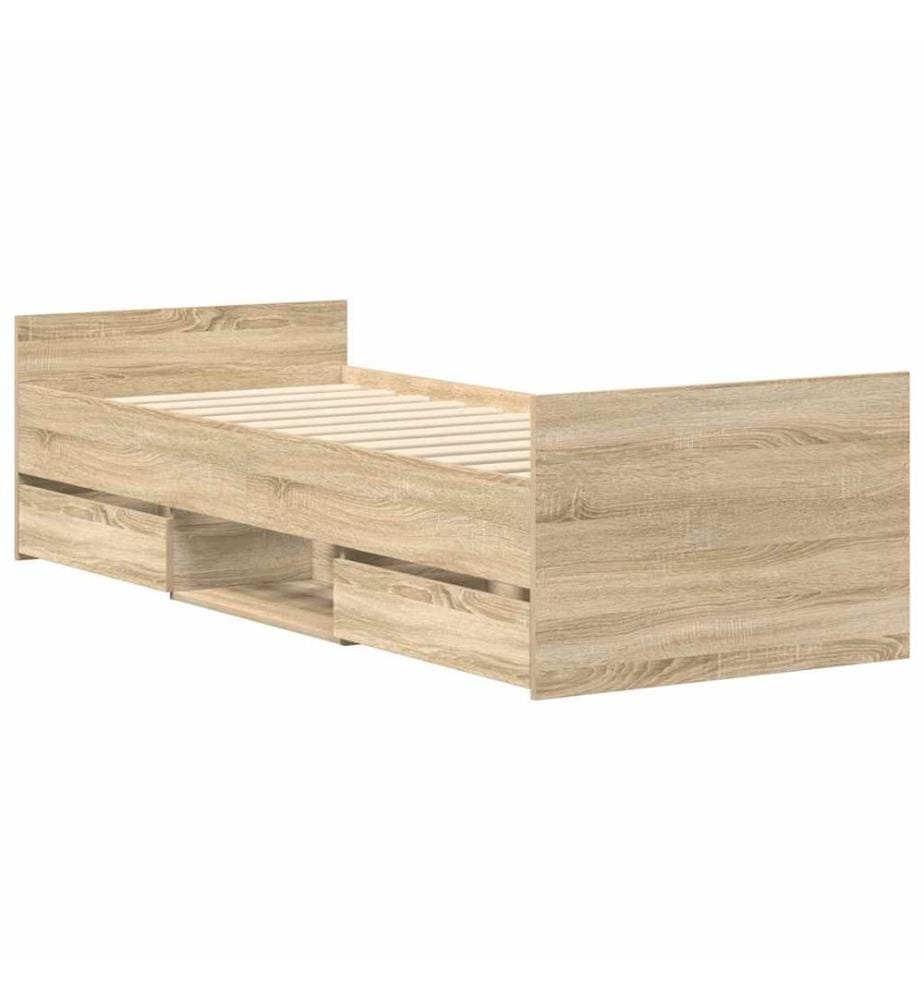 Cadre de lit sans matelas chêne sonoma 90x190 cm