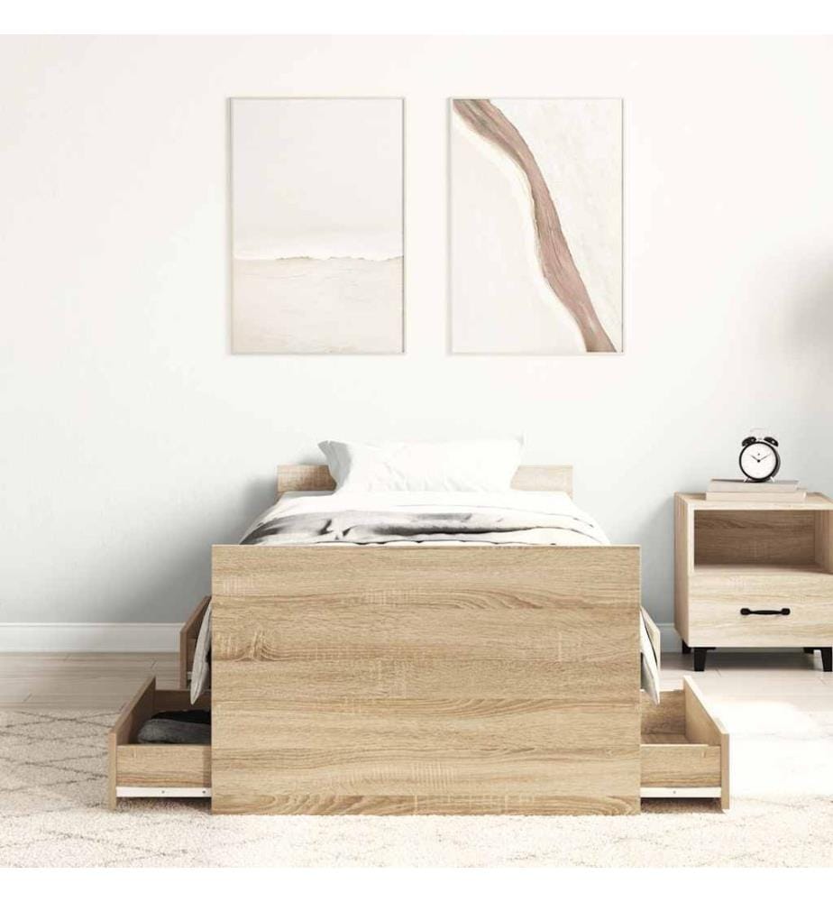 Cadre de lit sans matelas chêne sonoma 90x190 cm