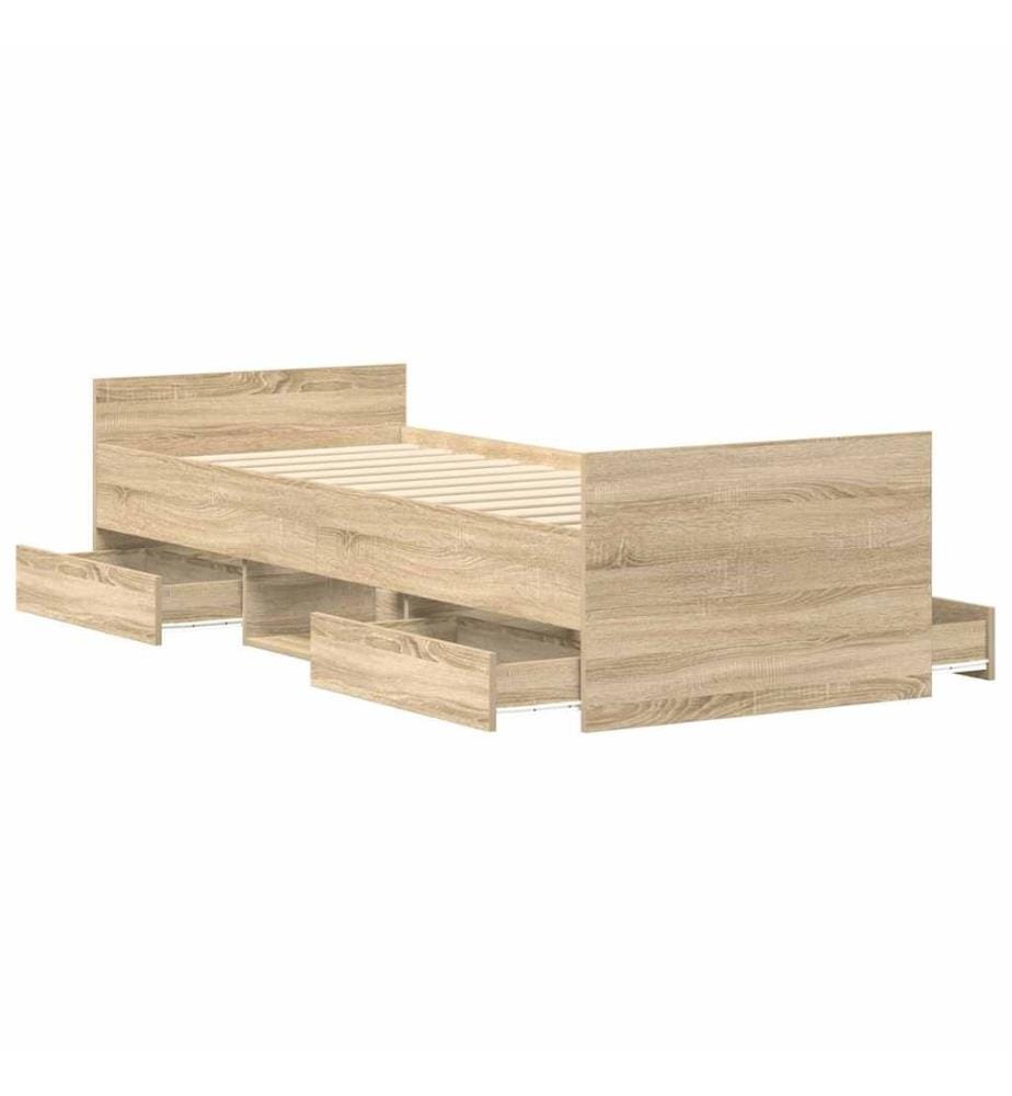 Cadre de lit sans matelas chêne sonoma 90x190 cm