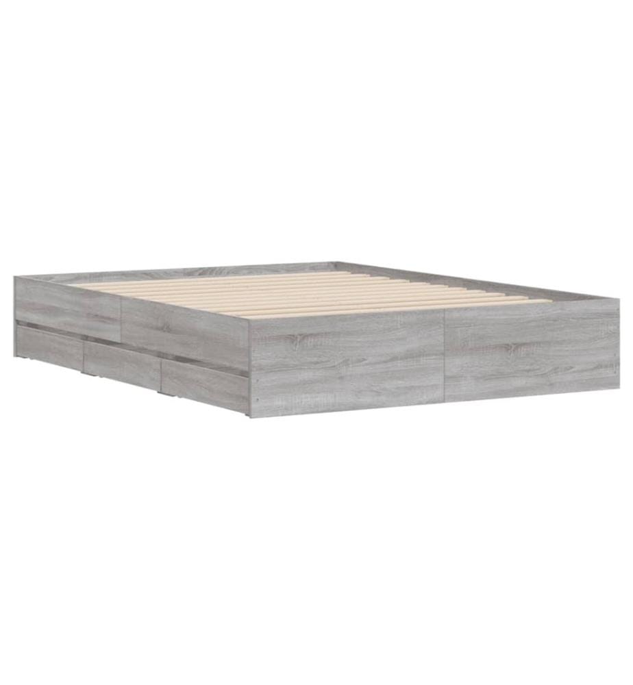 Bettgestell mit Schubladen Grau Sonoma 140x200 cm Holzwerkstoff