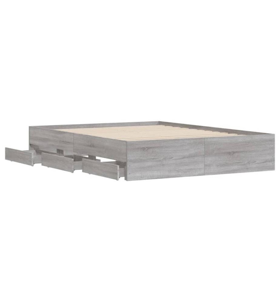 Bettgestell mit Schubladen Grau Sonoma 140x200 cm Holzwerkstoff