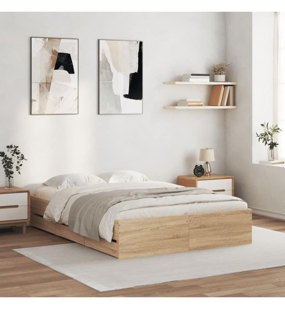 Bettgestell mit Schubladen Sonoma-Eiche 120x200cm Holzwerkstoff