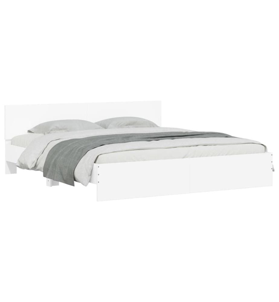 Bettgestell mit Kopfteil Weiss 200x200 cm