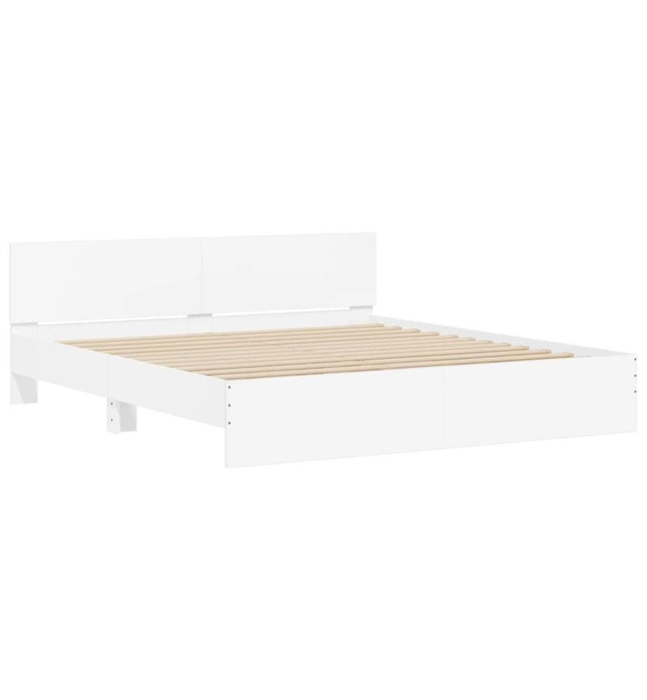 Bettgestell mit Kopfteil Weiss 200x200 cm